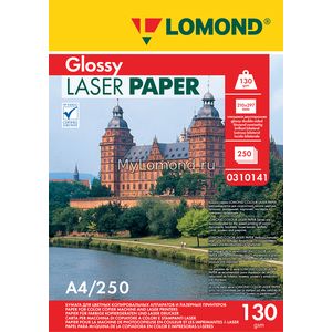 арт. 0310141 Бумага глянцевая двухсторонняя Lomond Ultra DS Glossy 130 г/м2 формата А4, 250 листов для цветных лазерных принтеров